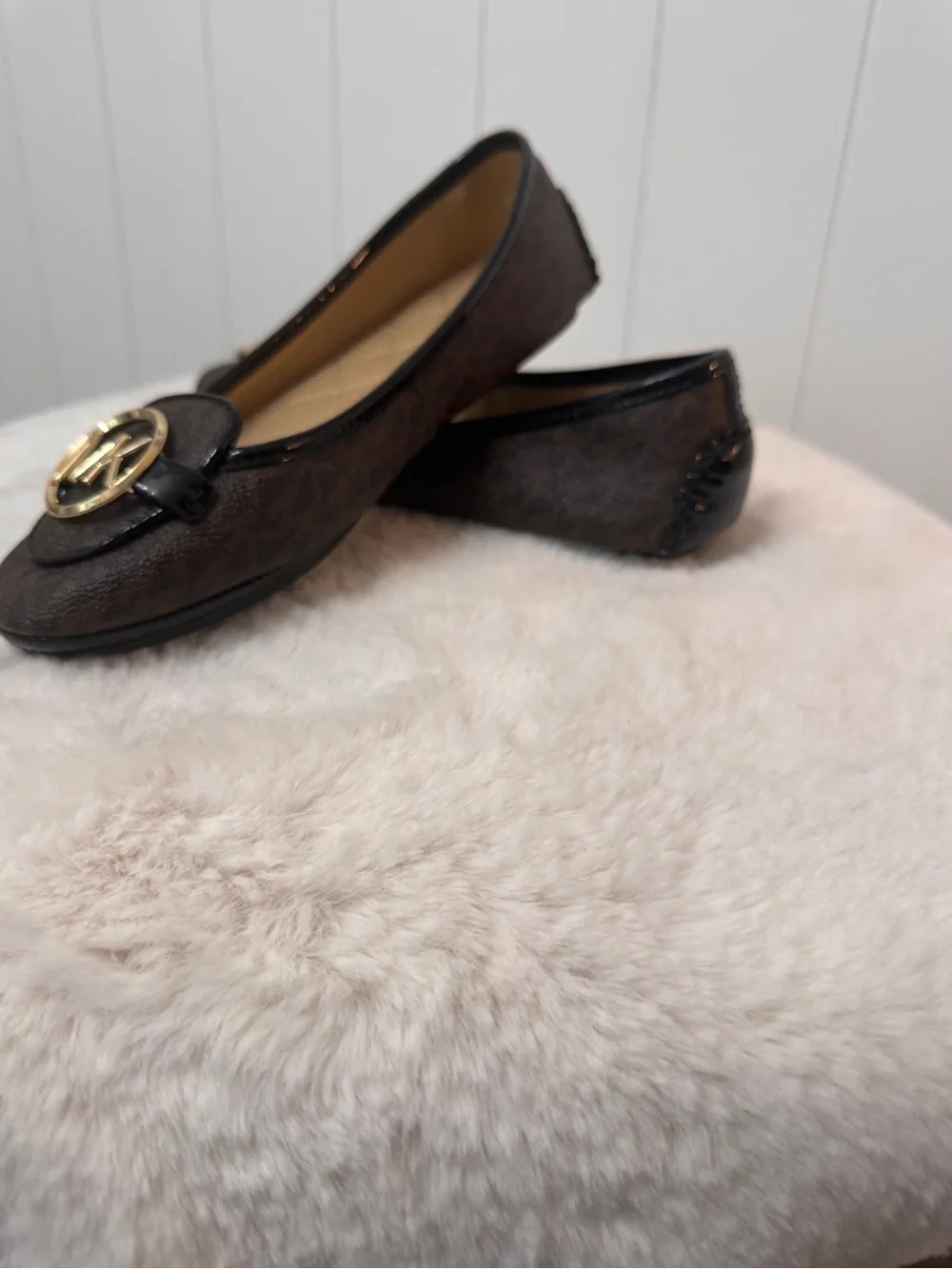 Michael Kors Dark Brown MK Logo Quilted Insole Loafers